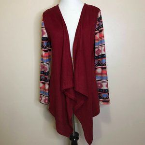 Hanyagediao Southwestern Burgundy Cardigan Sweater (L)